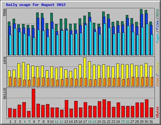 Daily usage for August 2012