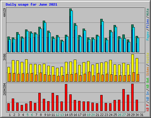 Daily usage for June 2021