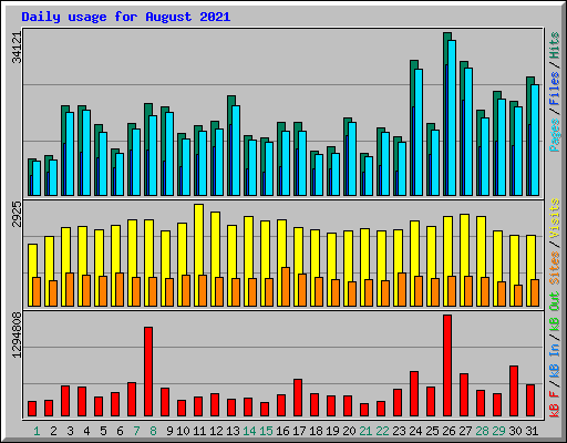 Daily usage for August 2021