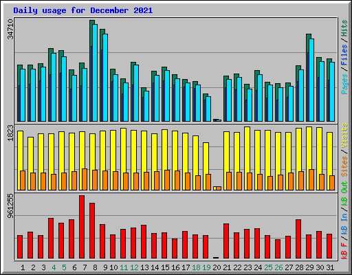 Daily usage for December 2021