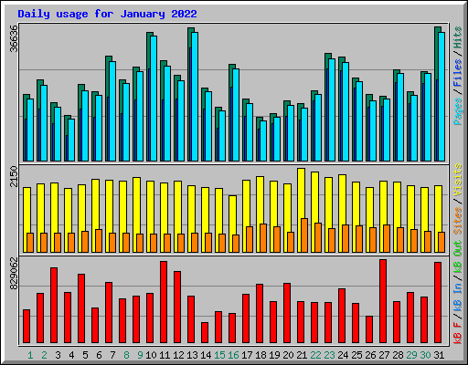 Daily usage for January 2022