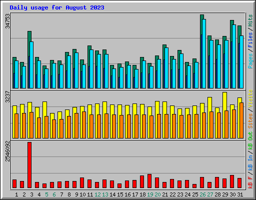 Daily usage for August 2023