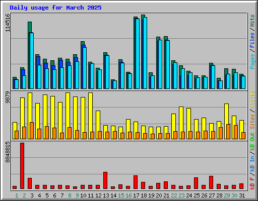 Daily usage for March 2025