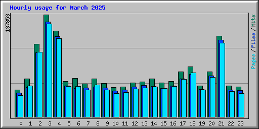 Hourly usage for March 2025
